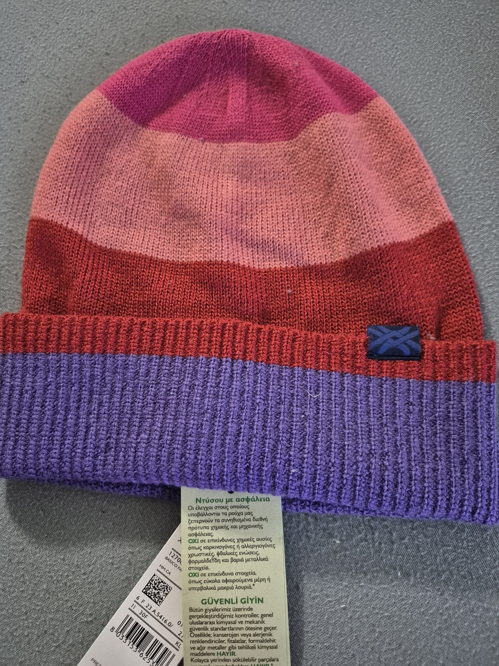 United Colors of Benetton Kids Colorblock Knit Beanie - Pink, Red & Purple